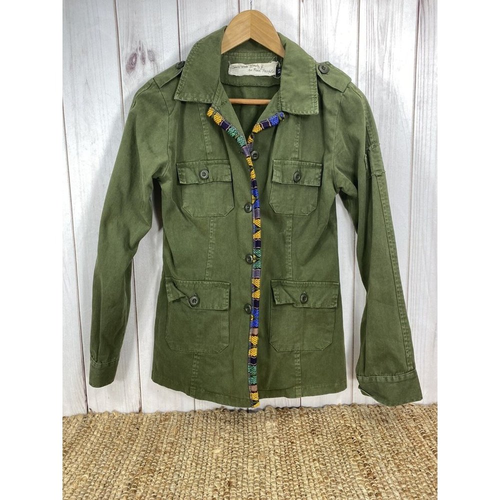 Jens Pirate Booty Free People Jacket Women XSmall Army Green Utility Pockets
